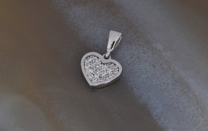 Heart pendant -Zircon pendant 14k white gold