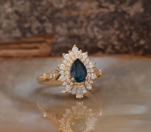 Vintage sapphire non traditional engagement ring gold