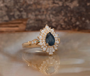 Vintage sapphire non traditional engagement ring gold