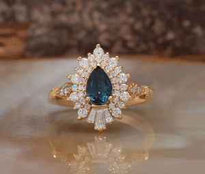 Vintage sapphire non traditional engagement ring gold