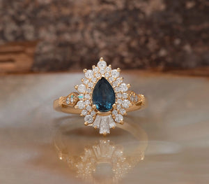 Vintage sapphire non traditional engagement ring gold