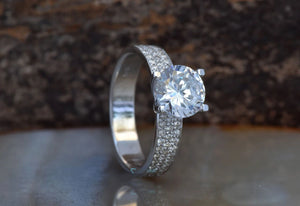 1.80 carat Diamond estate engagement ring -White Gold halo ring-Promise ring-4 prong engagement,Art deco ring,bridal jewelry,diamond ring,engagement ring,Estate diamond ring,natural diamond ring,promise ring,Round,Round halo,Solid gold ring,Solitaire engagement,Twig engagement ring,vs,vvs,wedding ring