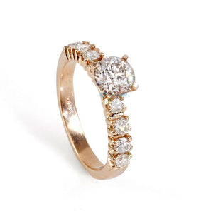 Art deco Engagement ring-Round engagement-Promise ring-Rose gold engagement ring-6 prong engagement-Estate diamond ring-Solid gold ring-6 prong engagement,Art deco ring,diamond ring,engagement ring,estate diamond ring,gold diamond ring,Holiday sale,micro pave ring,Promise ring,rose gold ring,Round engagement,solid gold ring,solitaire ring,vs,vvs