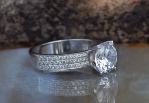 1.80 carat Diamond estate engagement ring -White Gold halo ring-Promise ring-4 prong engagement,Art deco ring,bridal jewelry,diamond ring,engagement ring,Estate diamond ring,natural diamond ring,promise ring,Round,Round halo,Solid gold ring,Solitaire engagement,Twig engagement ring,vs,vvs,wedding ring