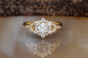 1 ct flower diamond ring-Art deco Ring-Flower engagement ring -Promise ring-Leaf ring-Custom Ring-Moissanite ring-Moissanite engagement ring