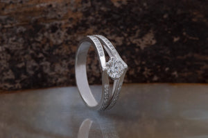 1 ct diamond ring-Hidden Halo Engagement Ring-Diamond Engagement Ring-Art deco ring-Knot ring-Promise ring-Round halo-Celtic diamond ring