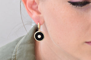 Art Deco Onyx earrings with diamonds