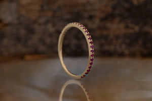 Micro pave ring-Ruby ring gold band-Stacking ring-14k gold-Solid gold ring-Cluster Ring 0.20ct-Ruby wedding band-Ruby ring-Ruby ring gold