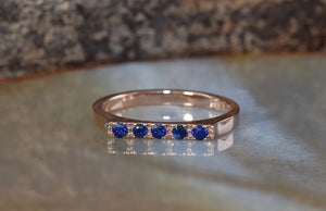 Blue sapphire Stacking wedding band rose gold ring-Eternity Wedding Band-Half Eternity Ring-Minimalist ring-anillo de bodas,anniversary ring,diamond ring,Ring,sapphire band,sapphire band ring,sapphire Eternity,sapphire ring,sapphire rose gold,sapphire stackable,stackable ring,Wedding band,wedding band set,wedding ring