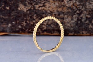 Thin wedding band for her for him- Classic band- Solid gold wedding band 14k - Stackable Ring - SevenCarat