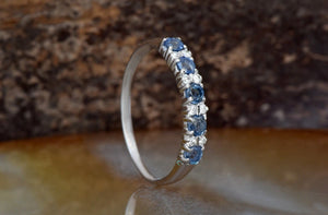 Sapphire eternity band-Blue sapphire engagement ring-Blue sapphire band-14K White Gold Ring-Women Jewelry-Anniversary ring-Multistones ring-Anniversary ring,blue sapphire ring,diamond ring,diamond thin band,diamond wedding band,eternity band,gold diamond ring,Multistone ring,sapphire band,sapphire diamond,sapphire eternity,Vintage sapphire,wedding band