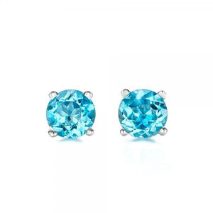 Blue topaz earrings studs 1/2 carat - SevenCarat